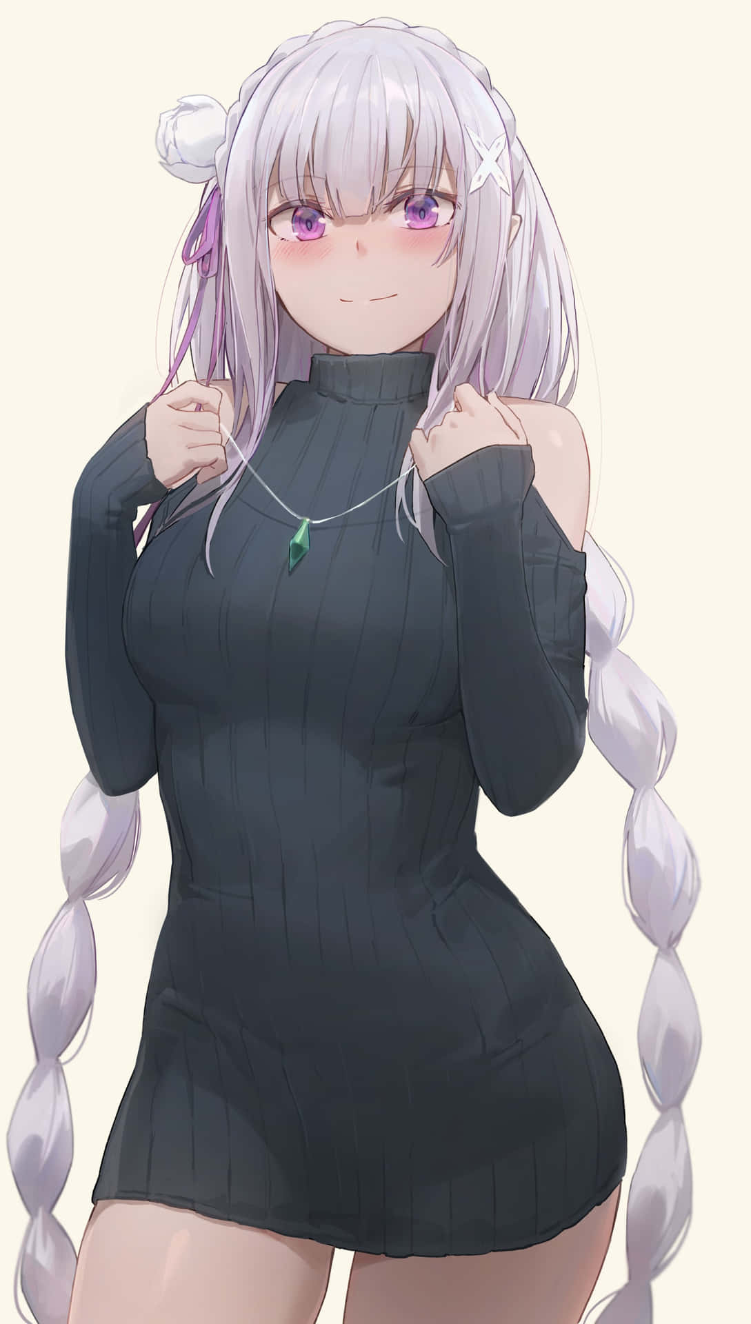 Bildetekst: Emilia Fra Re:zero Tapt I Tanker Bakgrunnsbildet