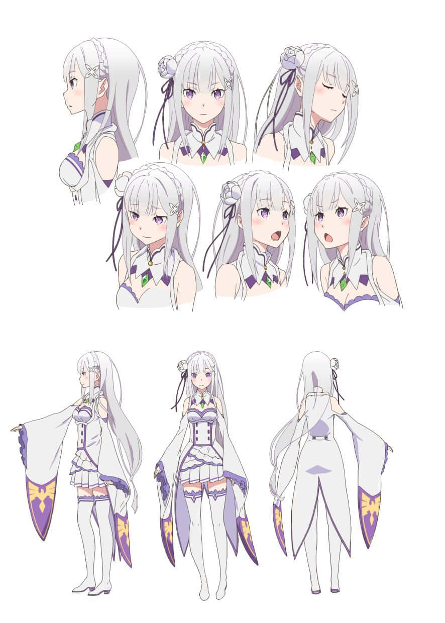 Emilia from Re Zero in Beautiful Fantasy Setting Wallpaper