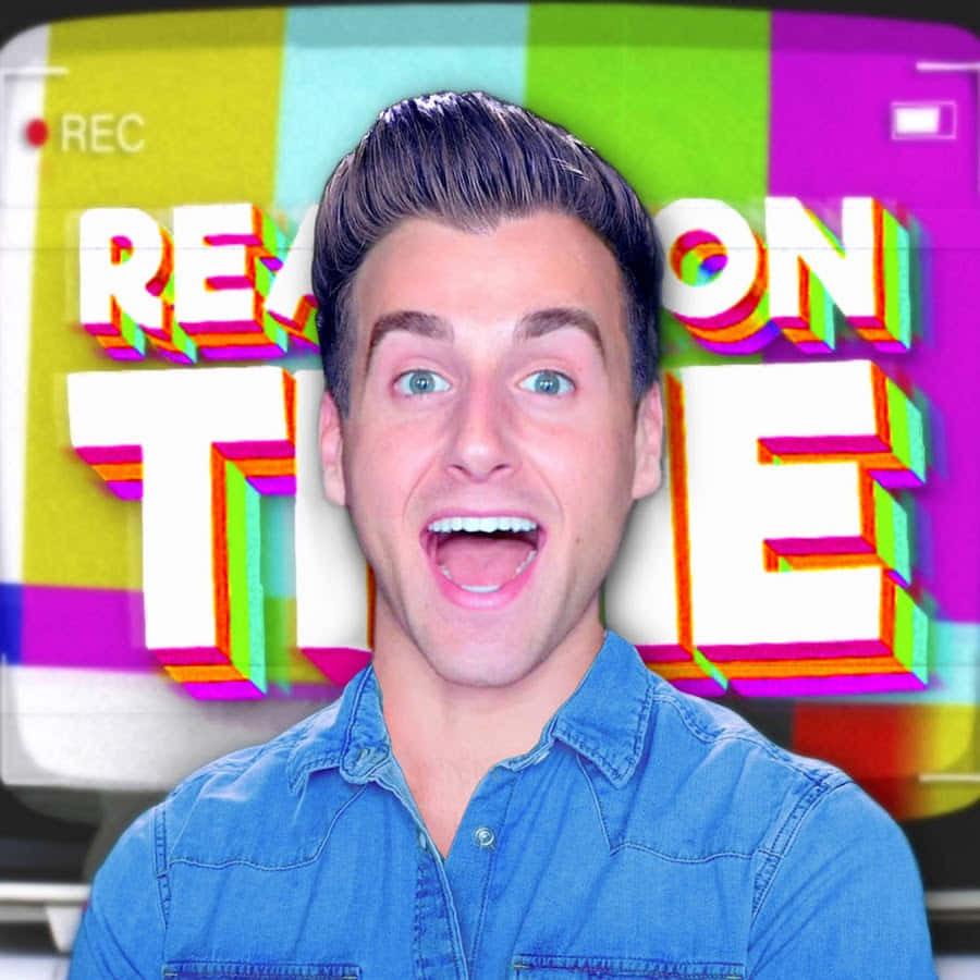 A Man In Front Of A Television With The Words'reality On Time'