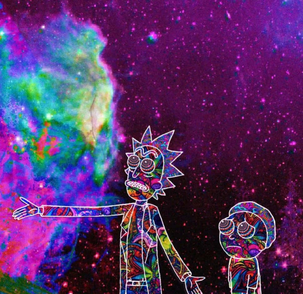 Rickund Morty Kosmisches Farben Reaktives Schema Wallpaper