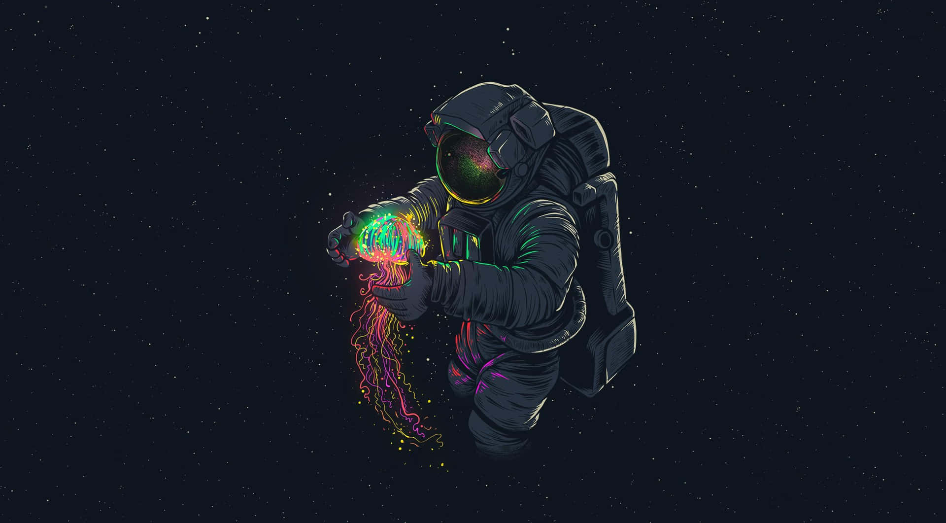 A Spaceman Holding A Colorful Ball Wallpaper