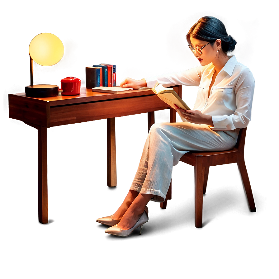 Reading Book At Desk Png Rev PNG