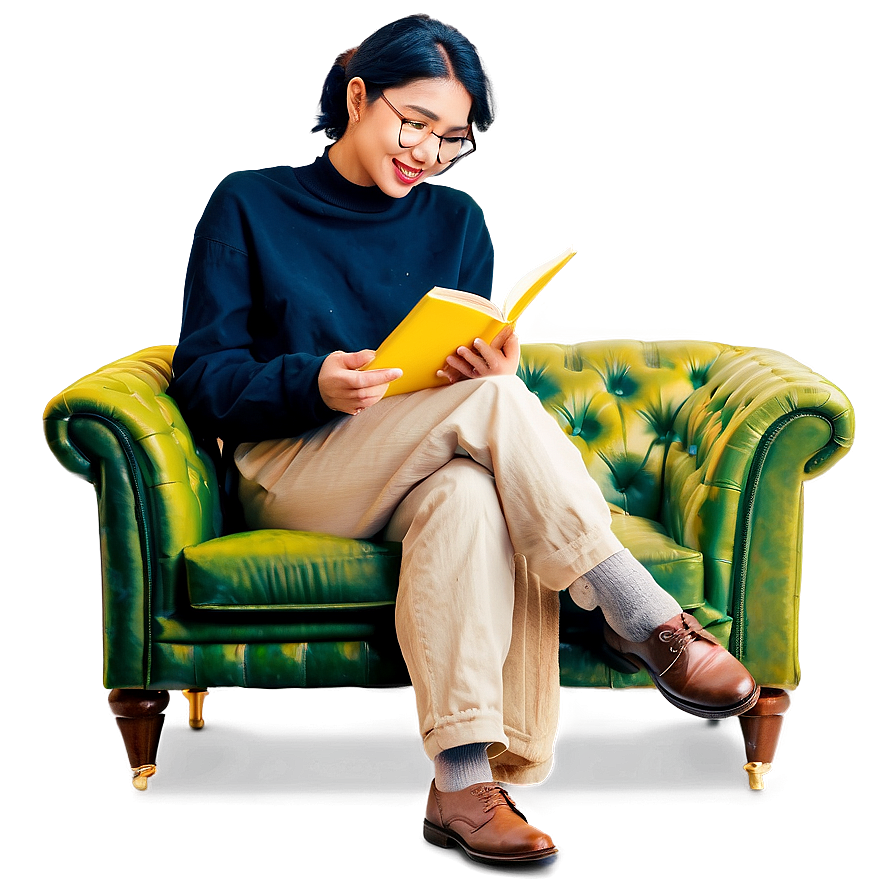 Reading Book On Sofa Png Avg74 PNG