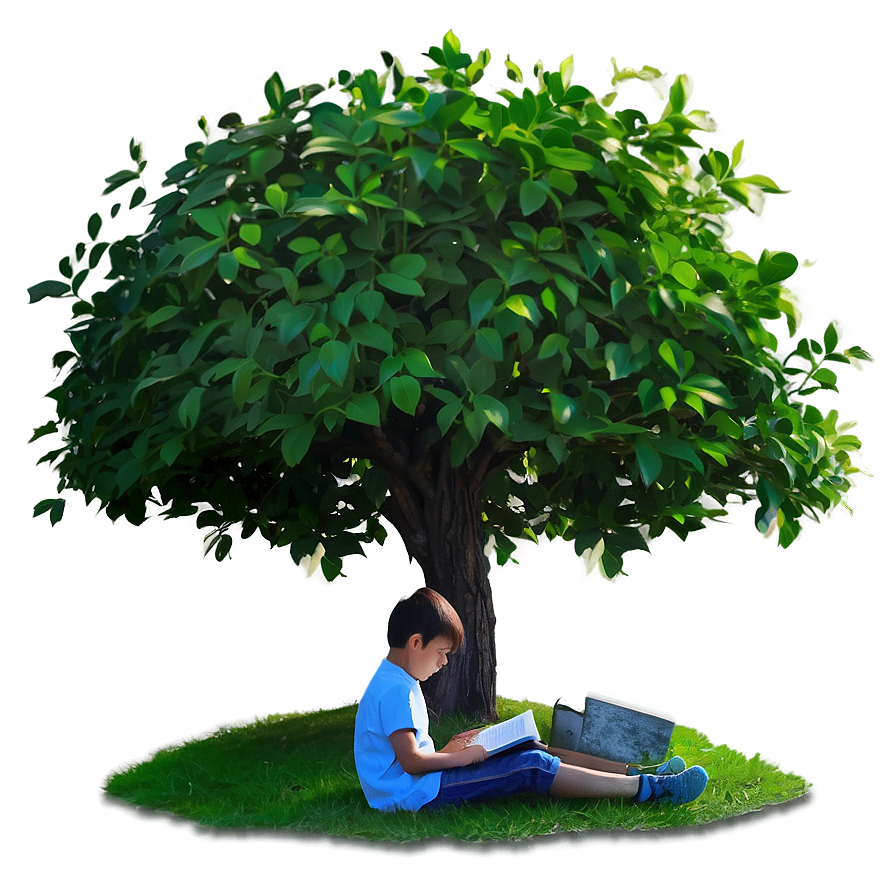 Reading Book Under Tree Png Axy PNG