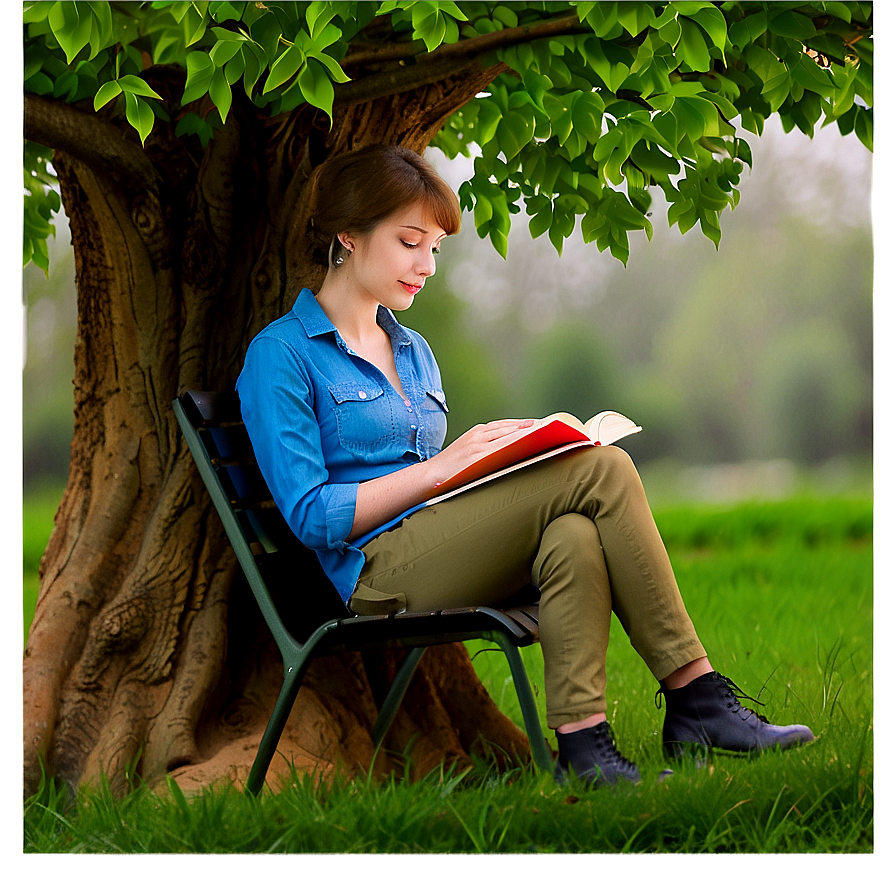 Reading Book Under Tree Png Iiy94 PNG