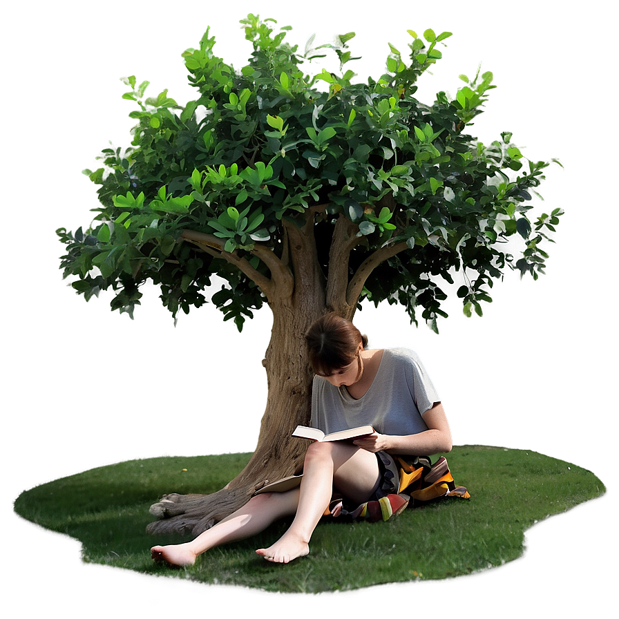 Reading Under Tree Png 06202024 PNG