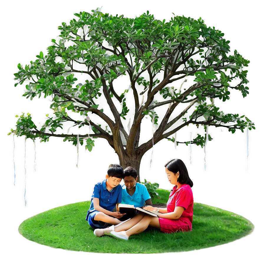 Reading Under Tree Png 06202024 PNG