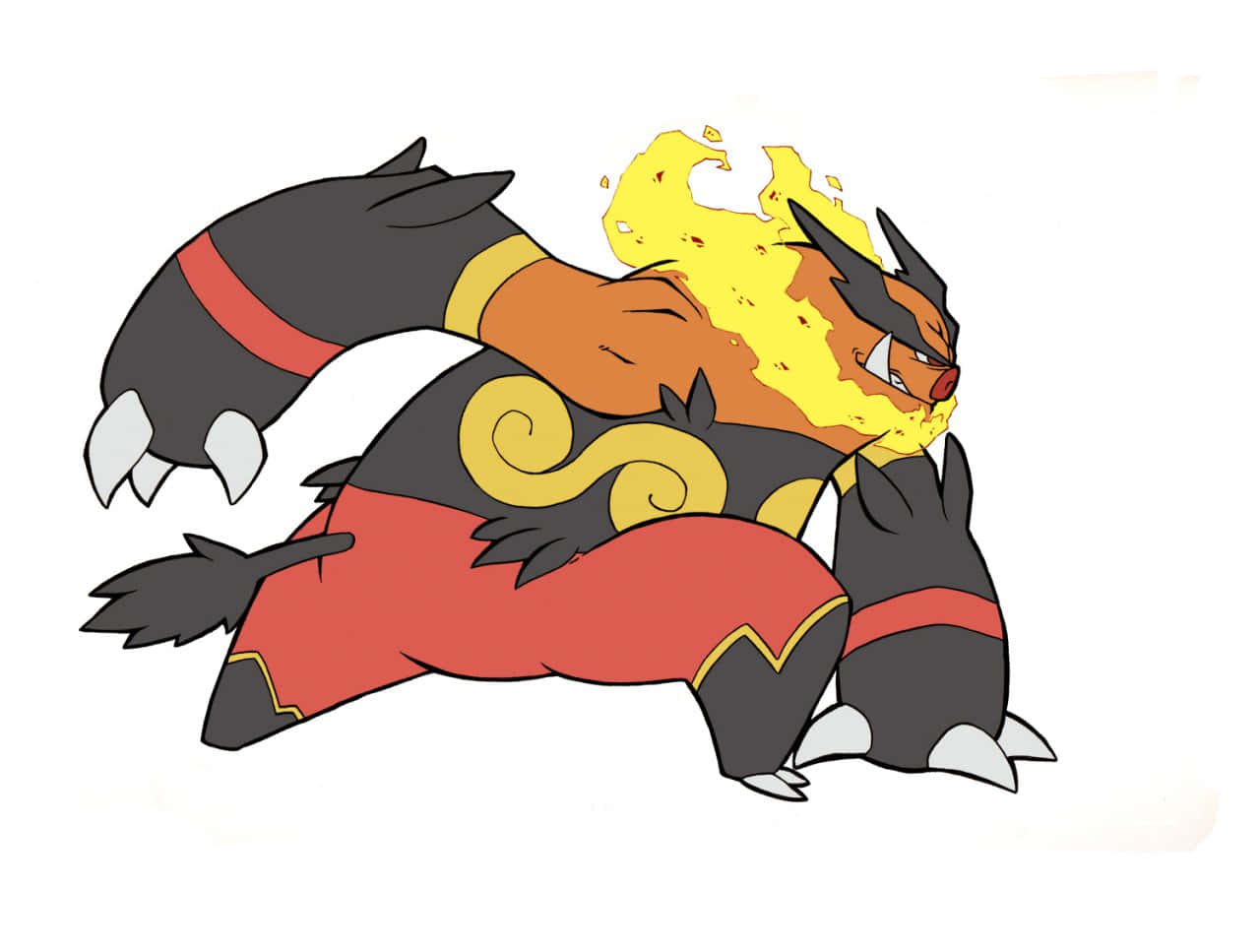 Ready-to-fight Pose Of Emboar Wallpaper