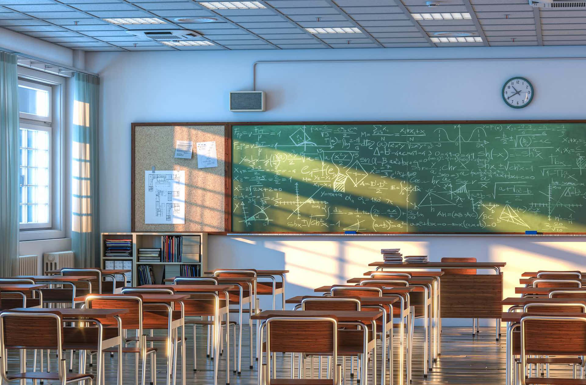 A Classroom With A Chalkboard