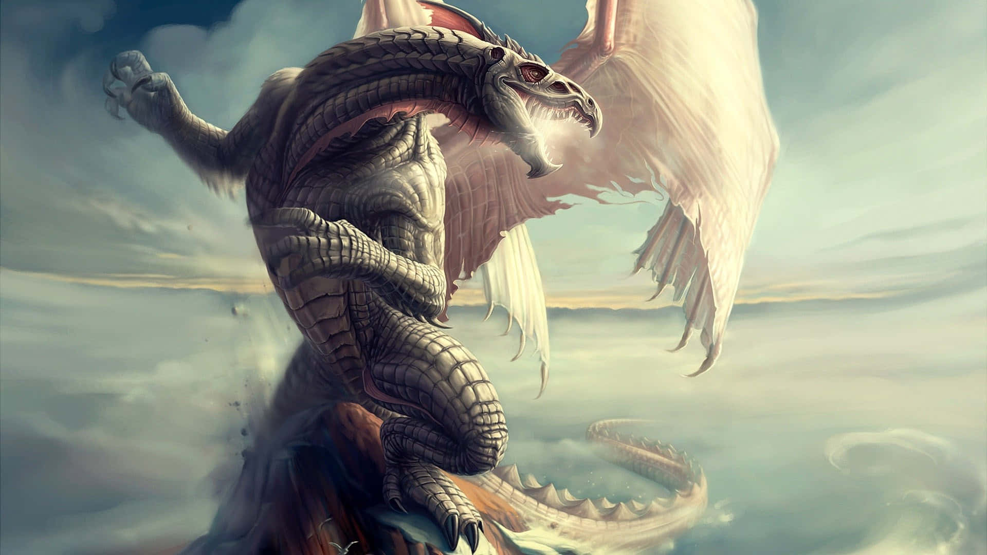 Mythology Becomes Reality - A Breathtakingly Realistic Dragon Wallpaper