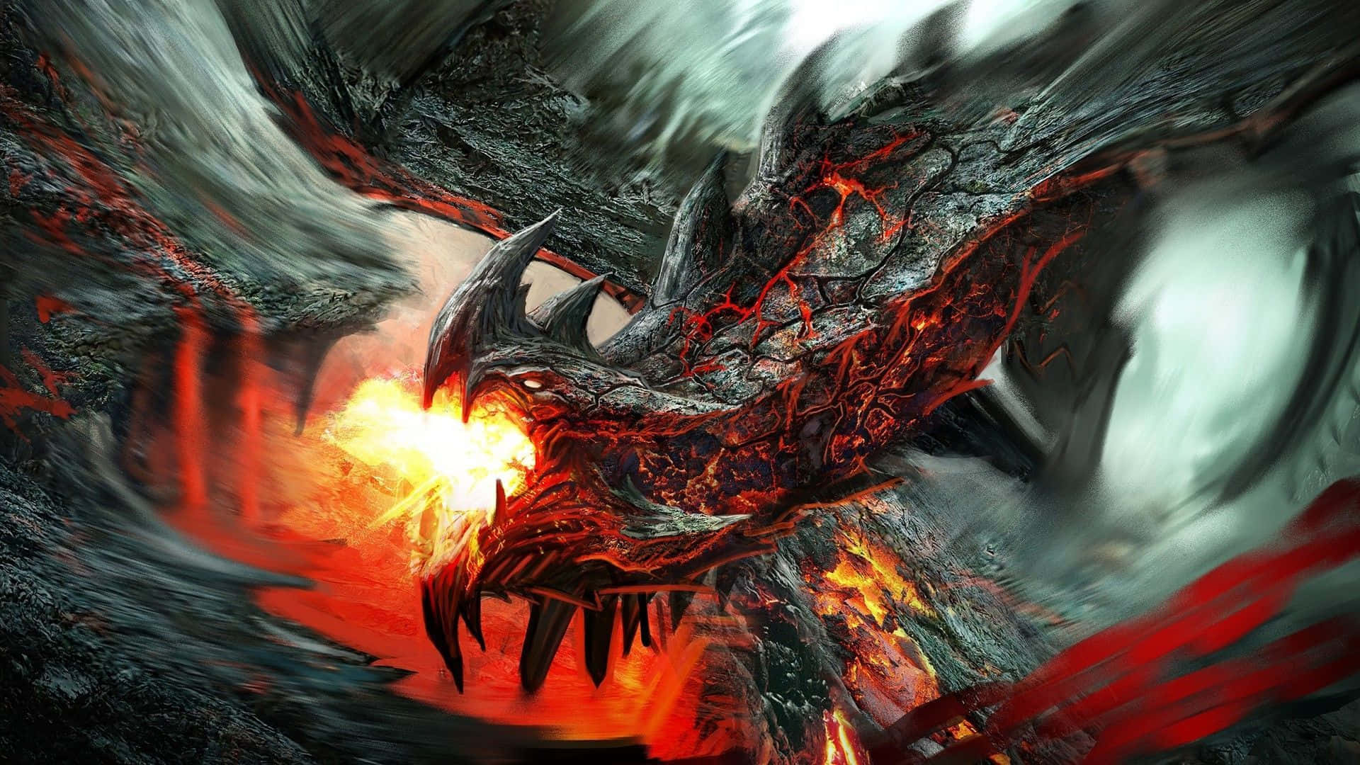 Billede Magisk Real Dragon Blå Skyer Wallpaper