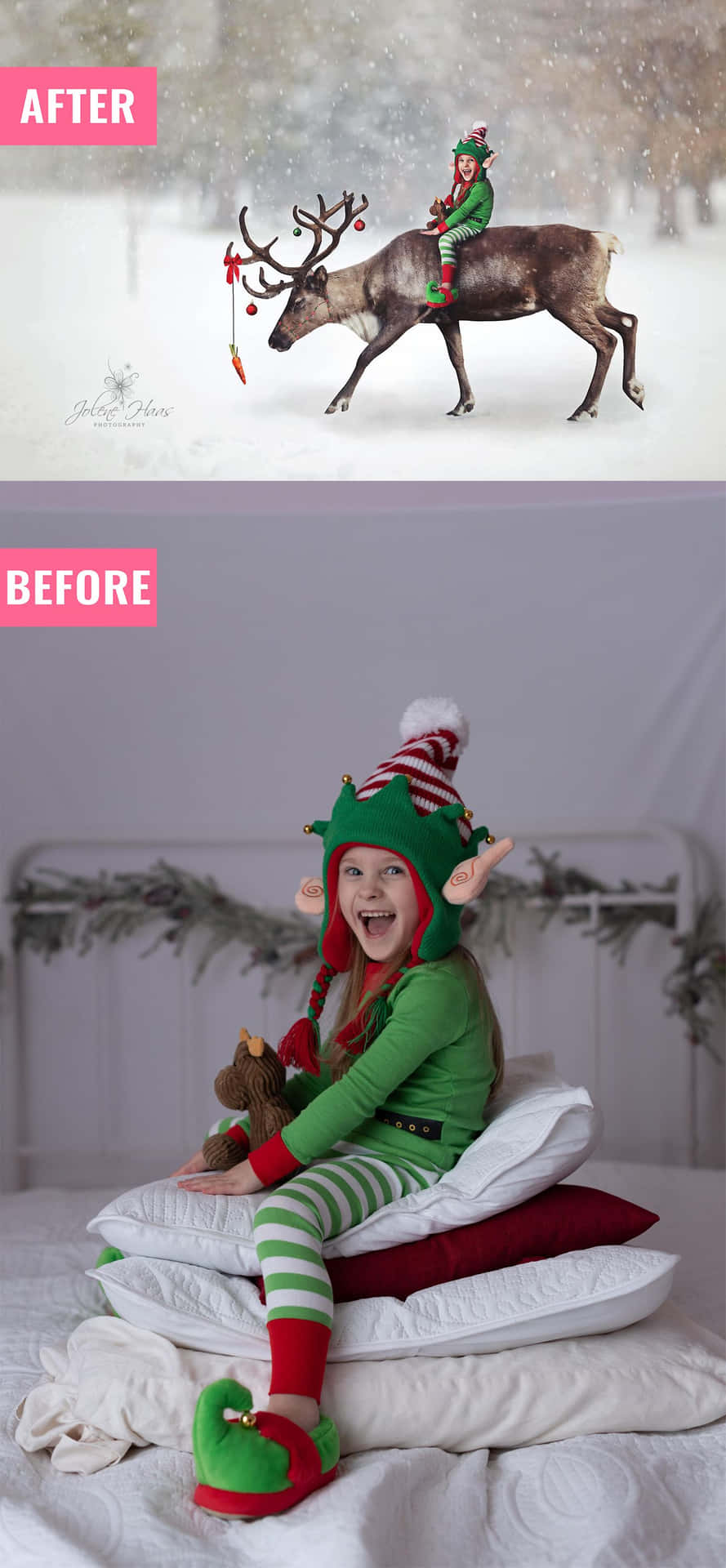 “This friendly elf is ready to help make your holiday dreams come true!”