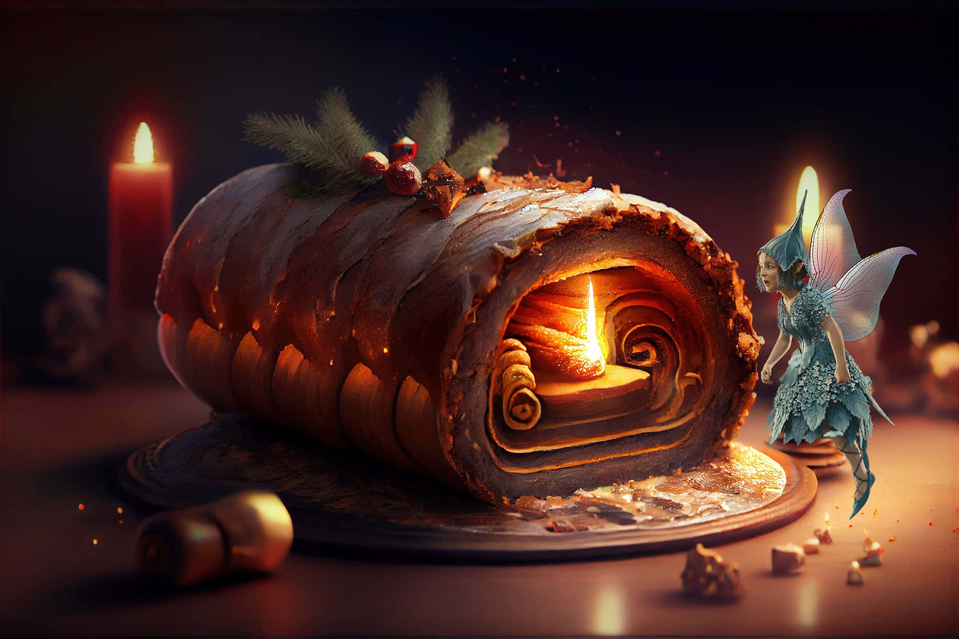 Real Fairy Yule Log Picture