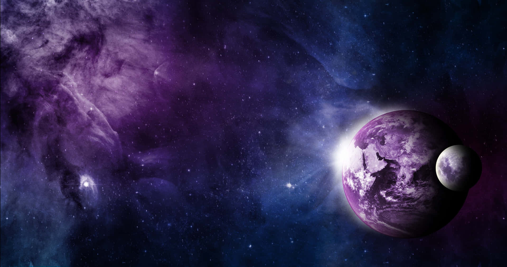 A Purple Planet In Space With A Blue Background