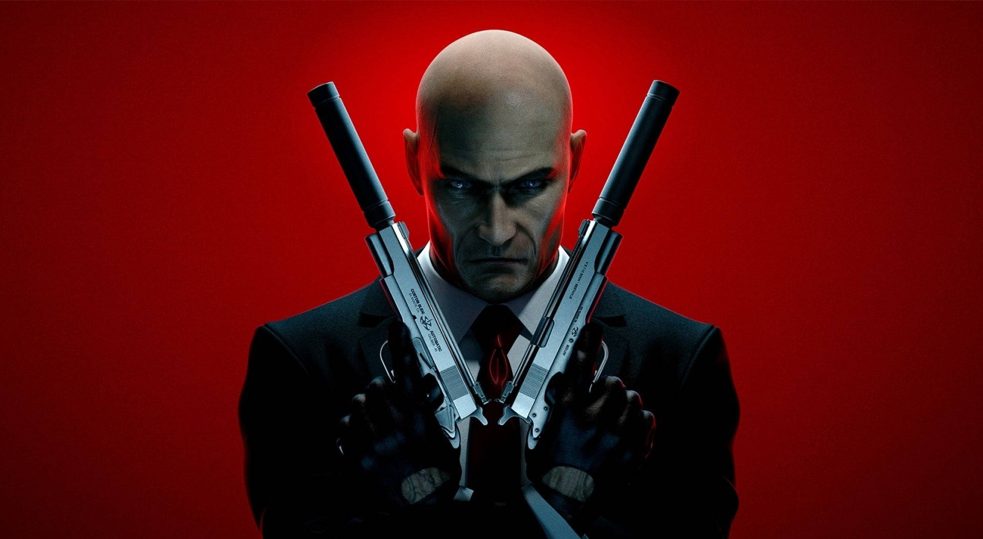 Real Hitman With Guns Red Aesthetic Wallpaper