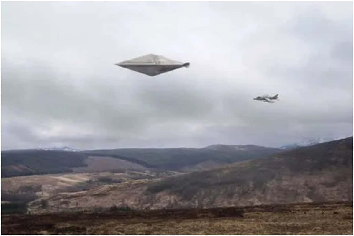 Real UFO Spaceship Flying Above Mountains Picture
