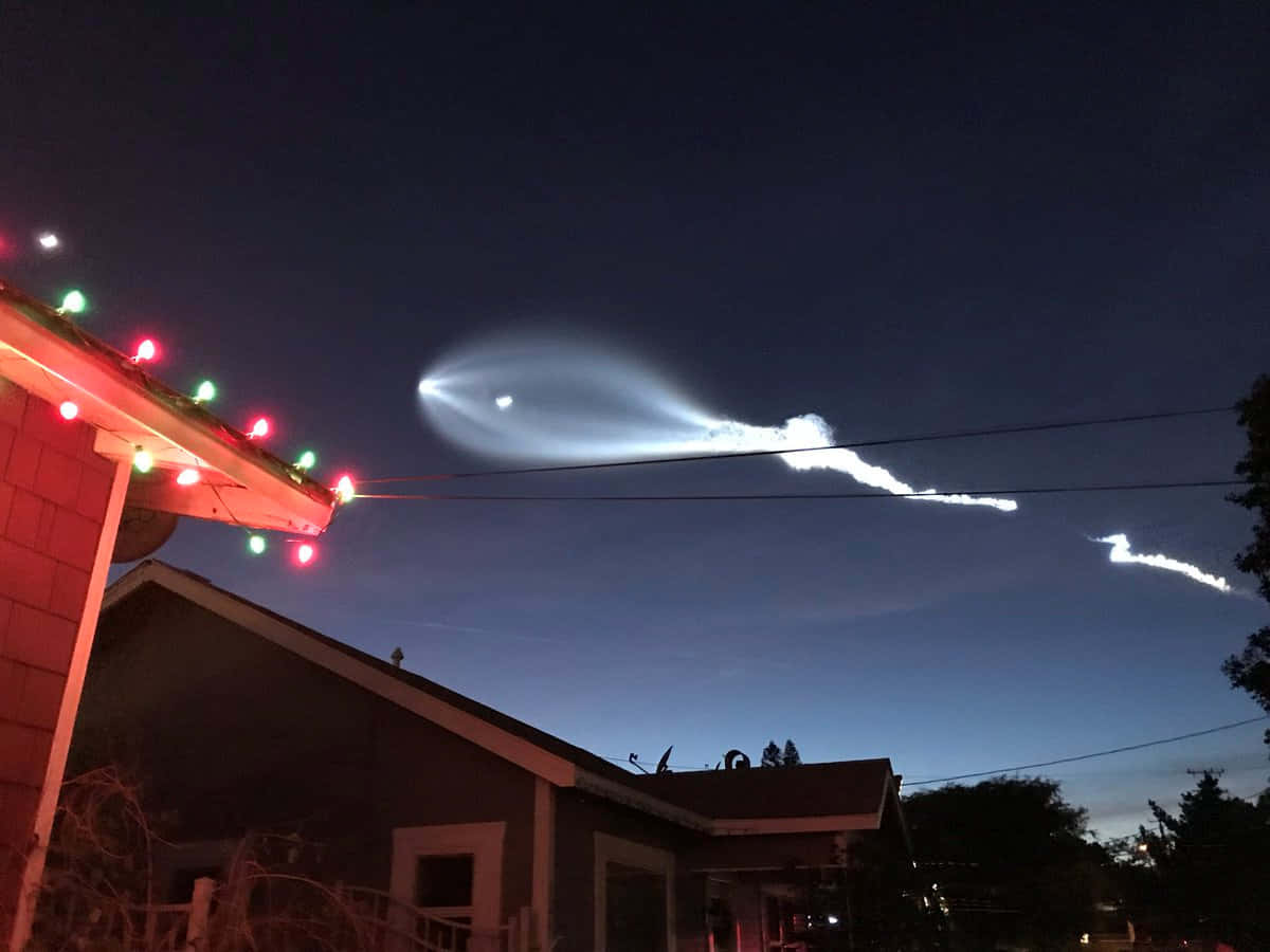 Real UFO Lights Above House With Christmas Lights Picture