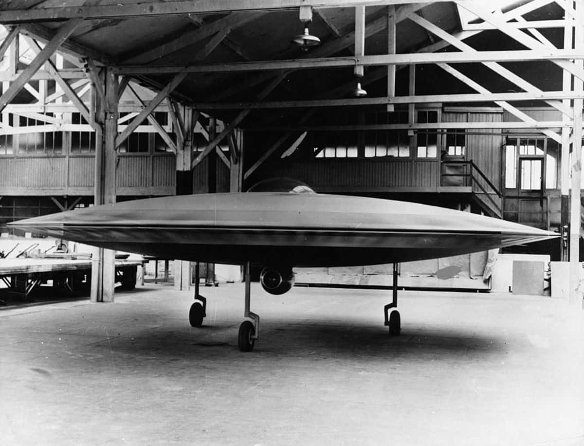 Real UFO Spaceship In Garage Black And White Picture