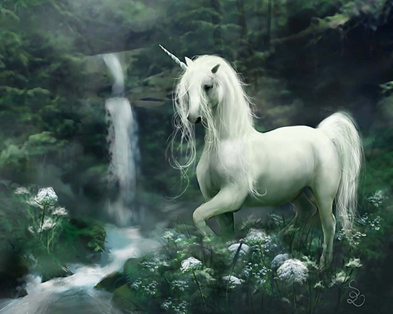 Magical Real Unicorn Glimpsed in a Fantasy World Wallpaper