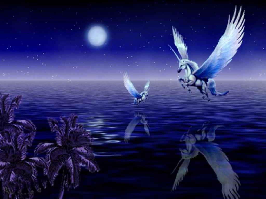 Volandohacia El Cielo Nocturno, Este Majestuoso Unicornio Real Está Listo Para La Aventura Fondo de pantalla