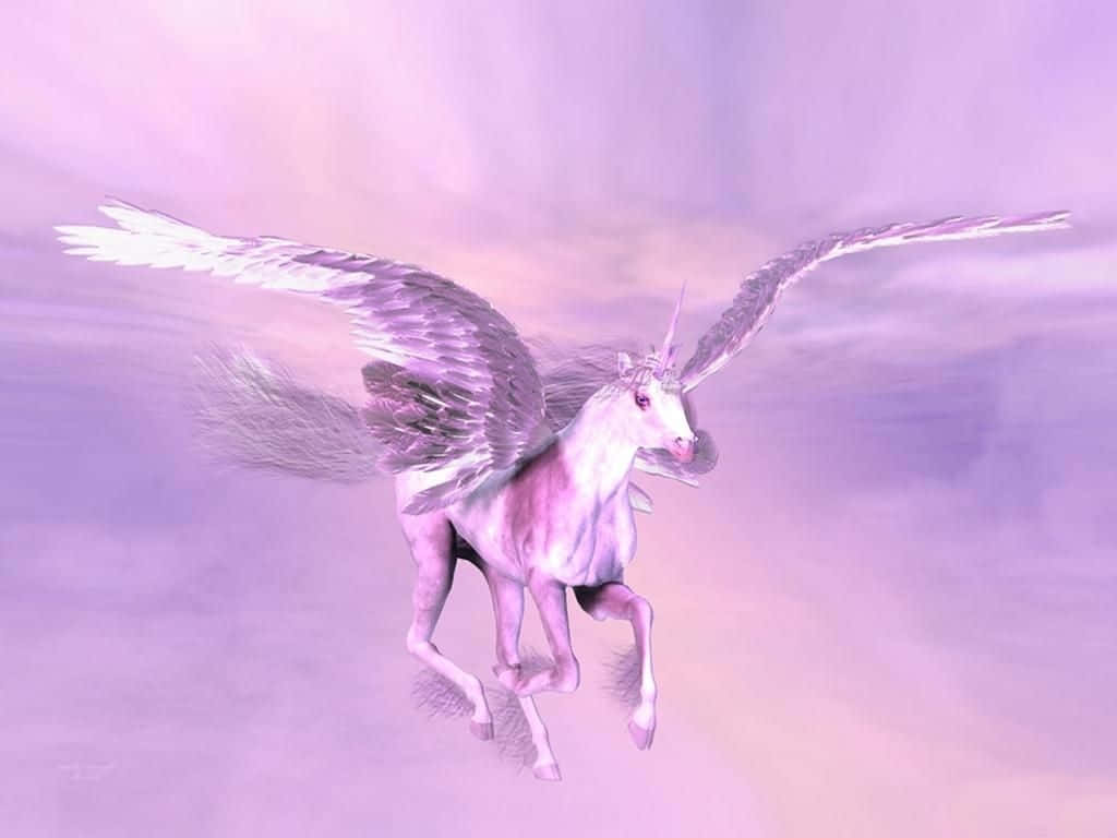 A majestic real unicorn gallops across a mythical landscape Wallpaper