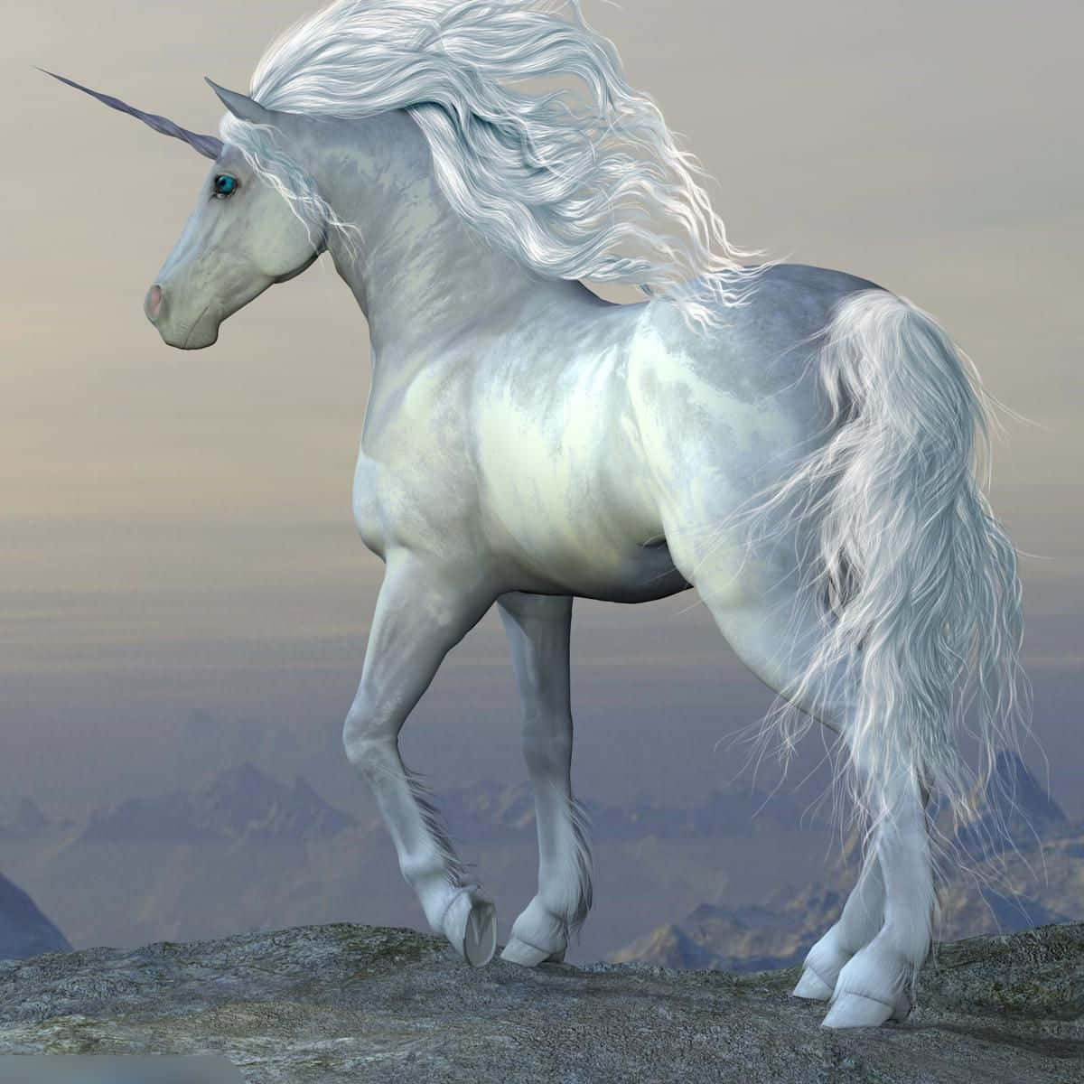 Download A majestic unicorn stands against a lush green background ...