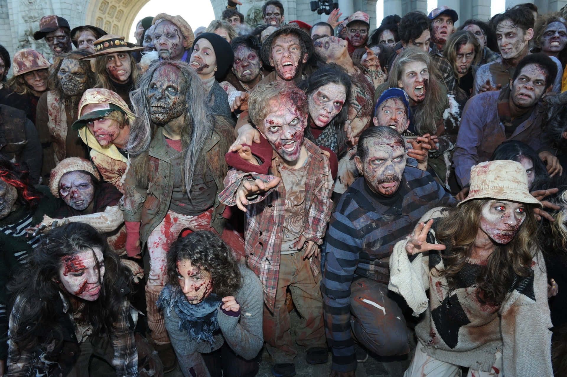a group of people dressed up as zombies
