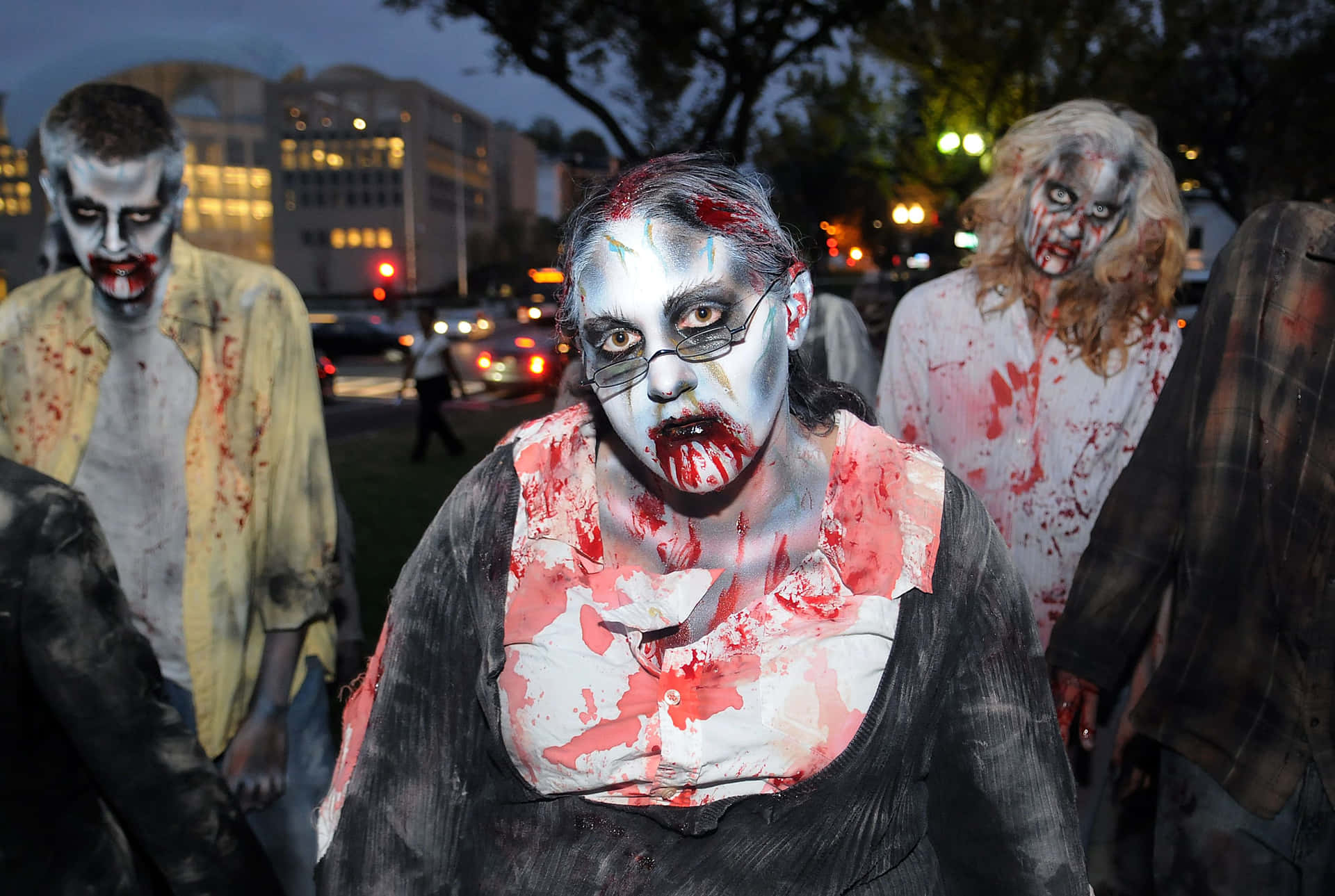 zombies walking down the street