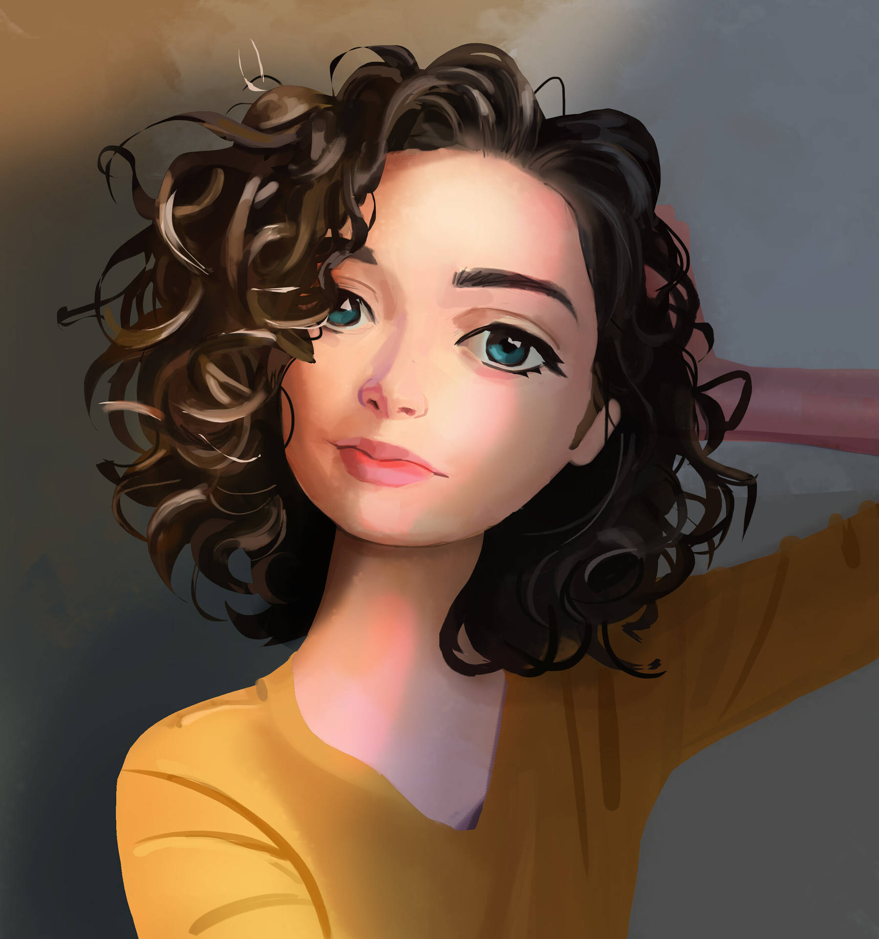 Download Realistic 3d Woman With Curly Hair Wallpaper 