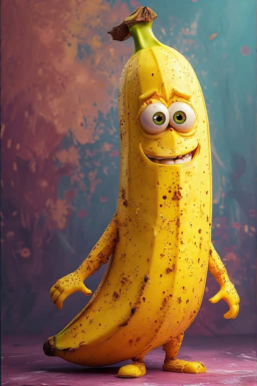 Realistic Banana Character With Magical Lighting Wallpaper