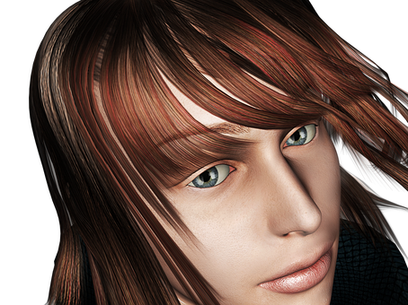 Realistic Digital Art Female Face PNG