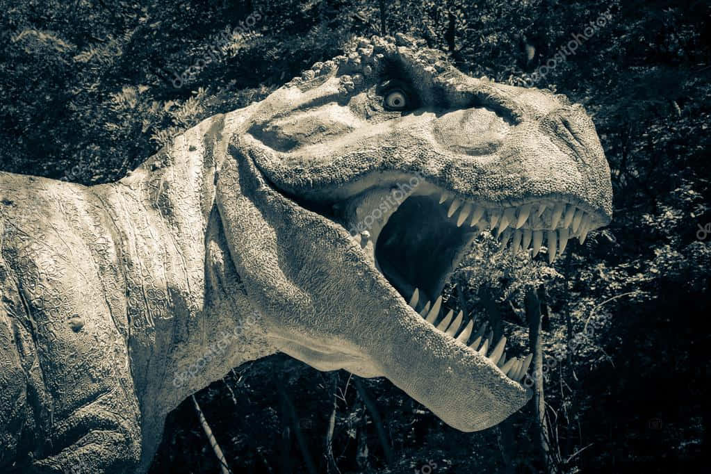 Unastatua Di Un Tirannosauro Rex Nel Bosco Sfondo