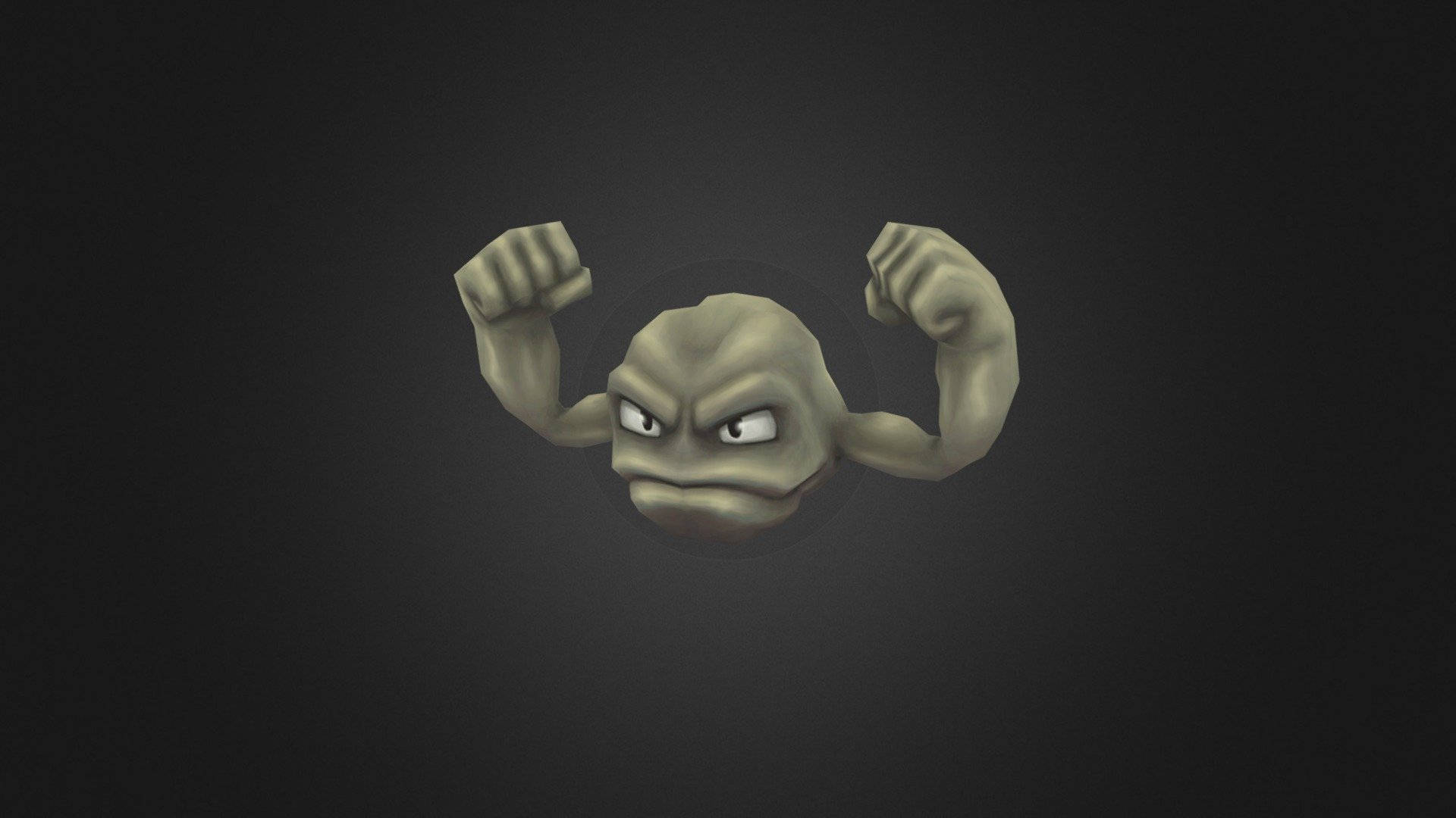 Realistic Geodude With Black Background Wallpaper