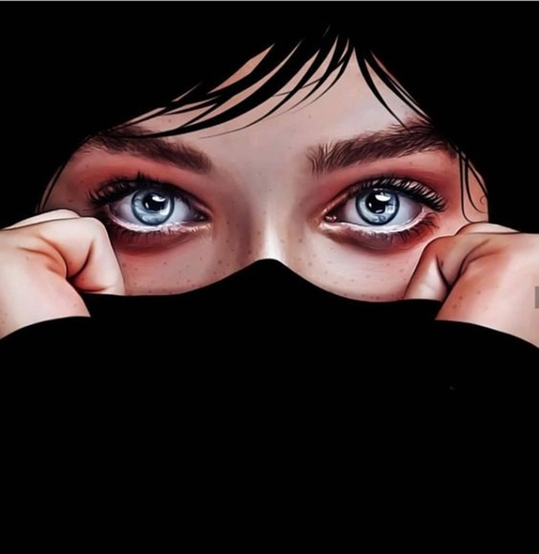 Realistic Girl Eyes Unique Cool Pfp Illustration Wallpaper