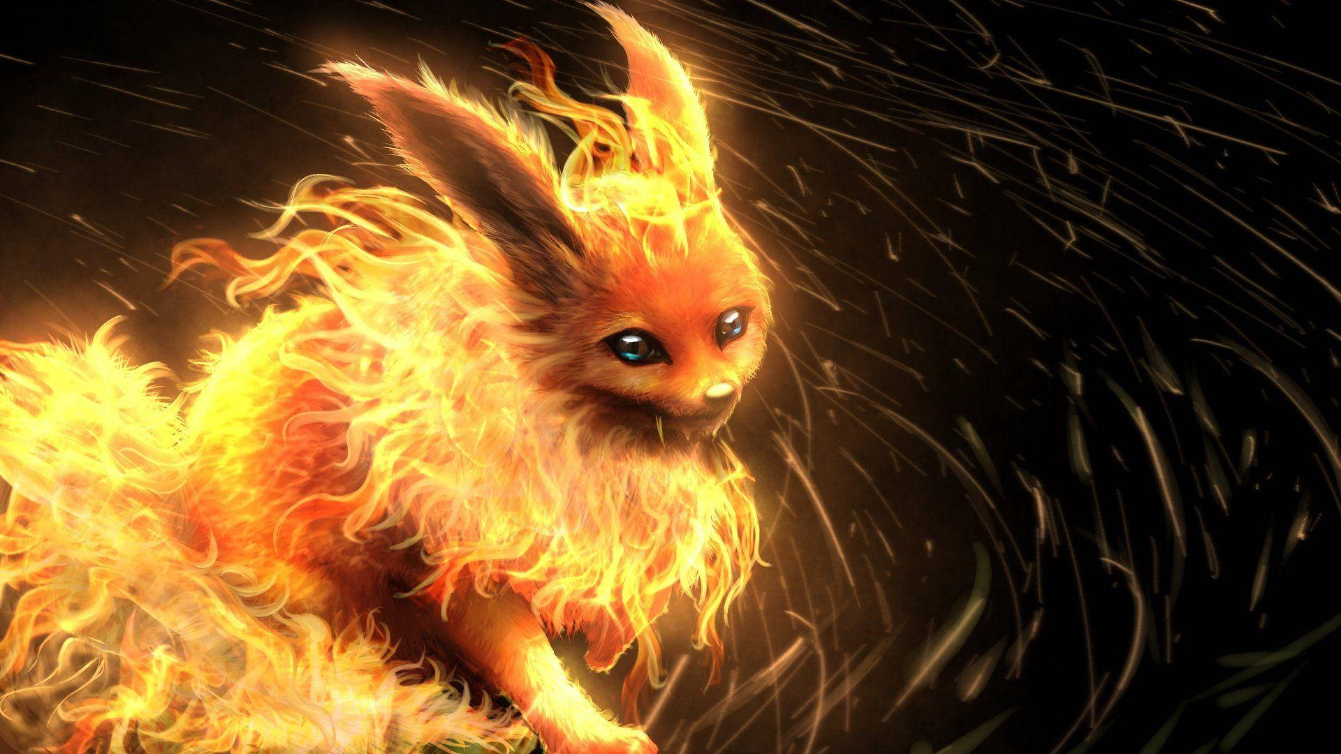 Realistic Glowing Flareon From Pokemon Wallpaper
