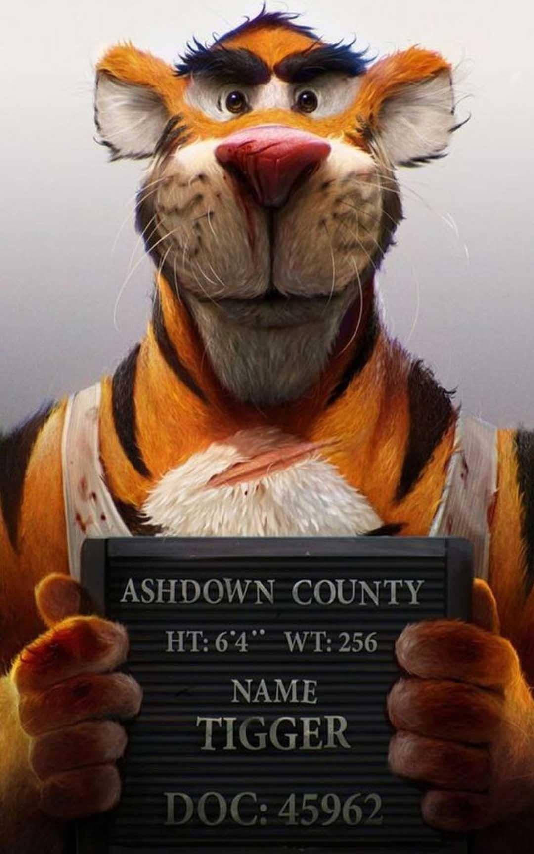 Realistic Mugshot Of Bad Tigger 3d Background