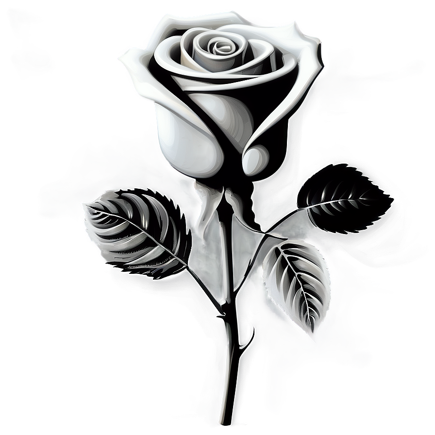 Realistic Rose Black And White Png Dhc PNG