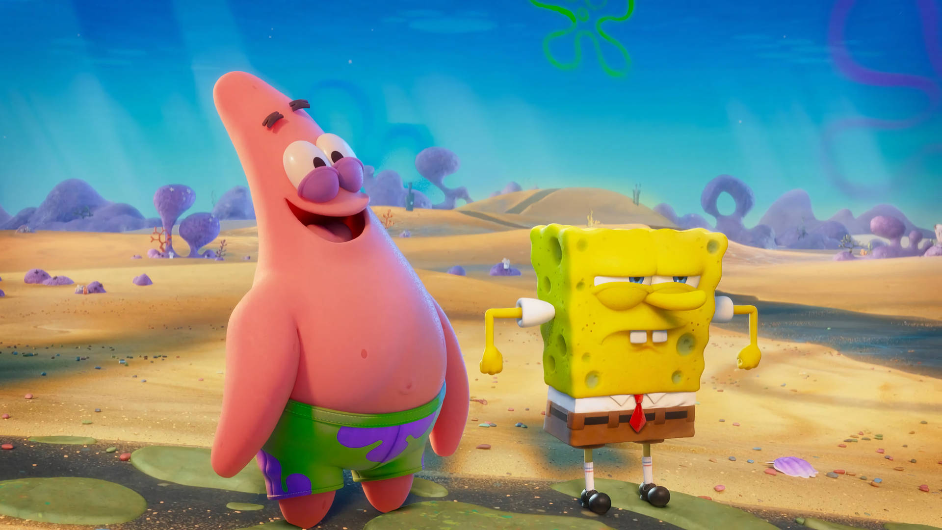 Planode Fundo Realista De Spongebob E Patrick Em 3d Para Computador. Papel de Parede