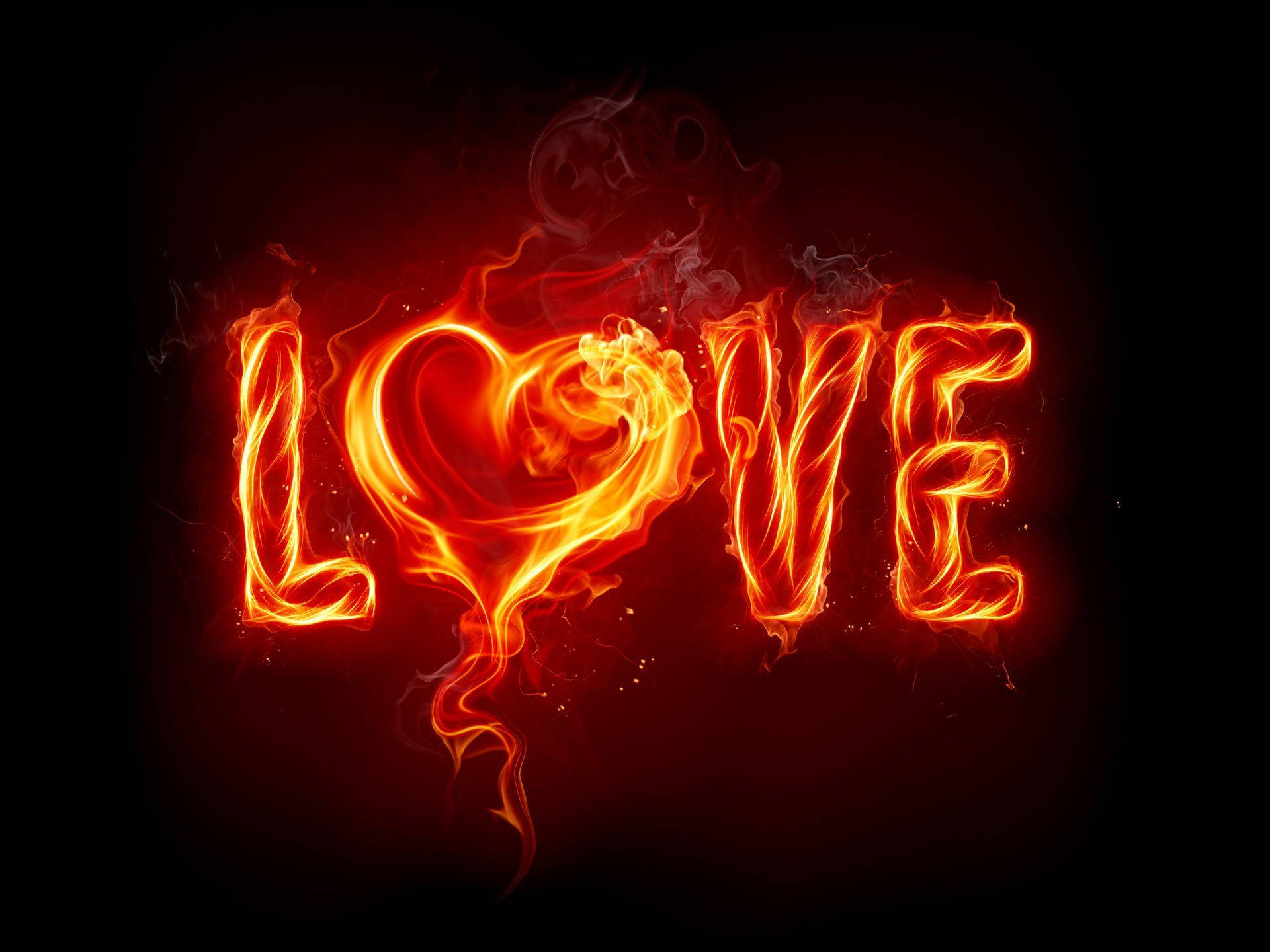 Really Cool Love In Burning Fire Wallpaper