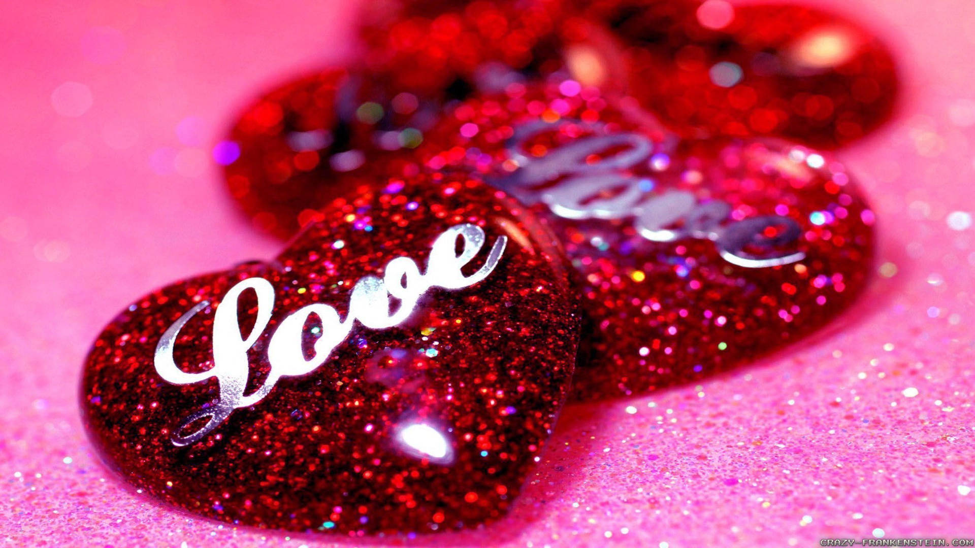 Really Cool Love On Glittery Hearts Wallpaper