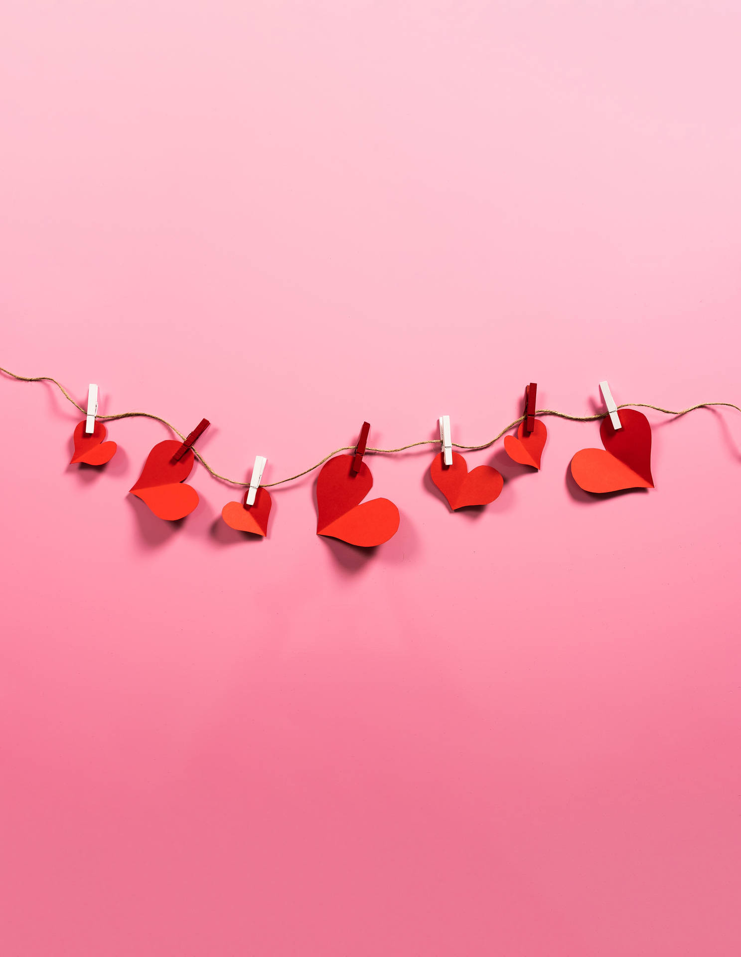 Really Cool Love Paper Hearts Hanging Wallpaper