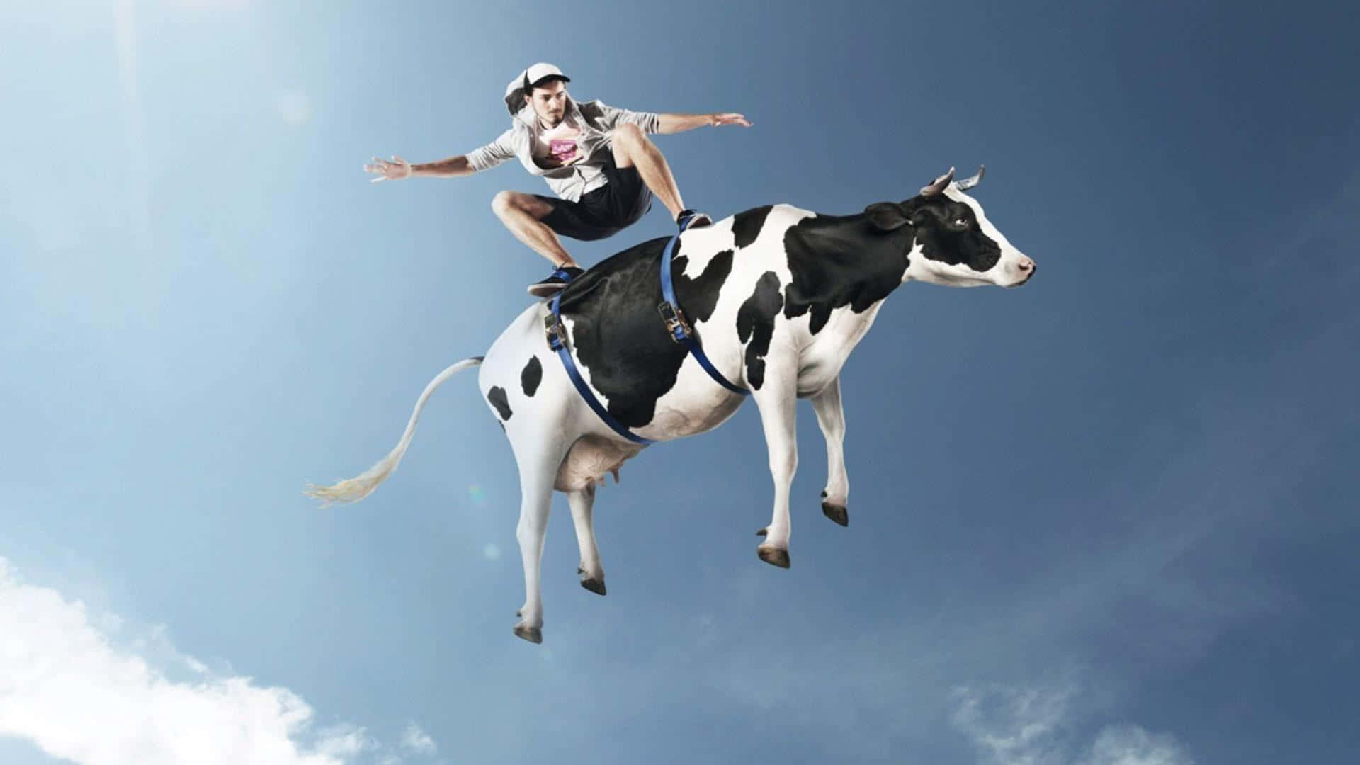 Wirklichlustiges Bild Einer Gleitenden Kuh