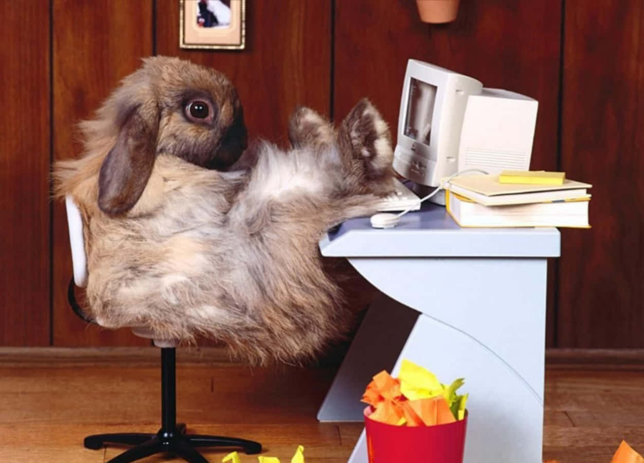 Really Funny Rabbit In Office Picture