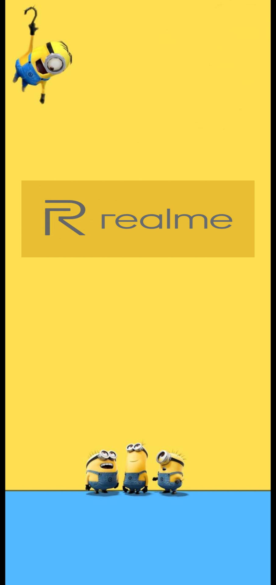 Realme6 Minion Cayendo Con Agujero De Perforación. Fondo de pantalla