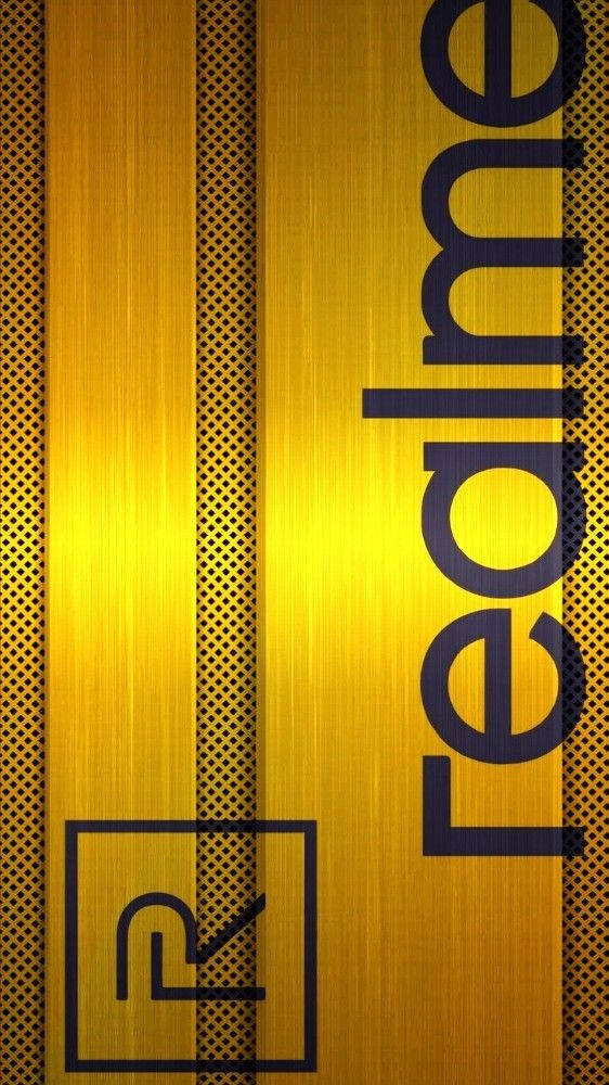 Realme Logo Guld Metal Tekstur Tapet Wallpaper