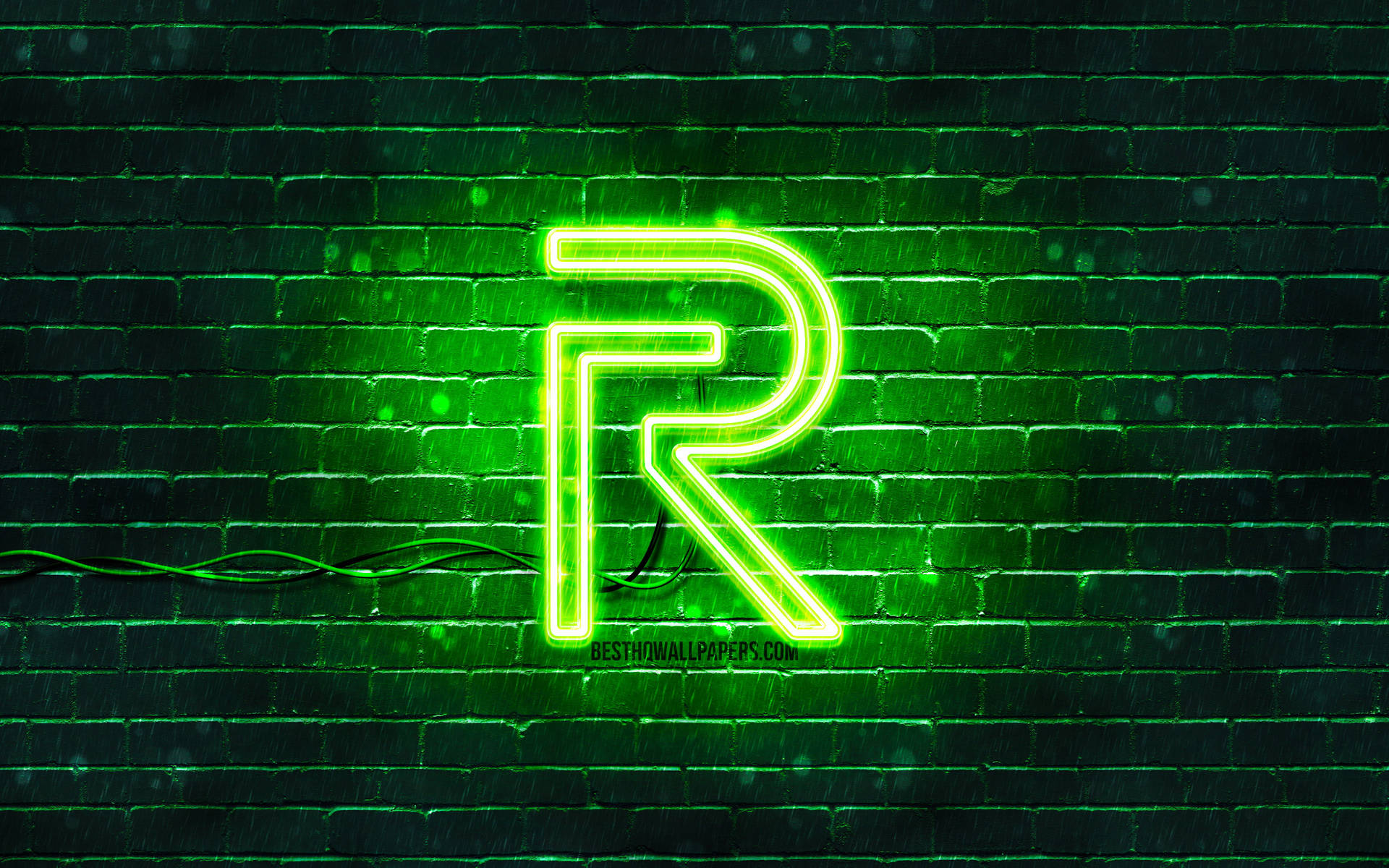 Realme Logo Neonskilt Grøn Wallpaper