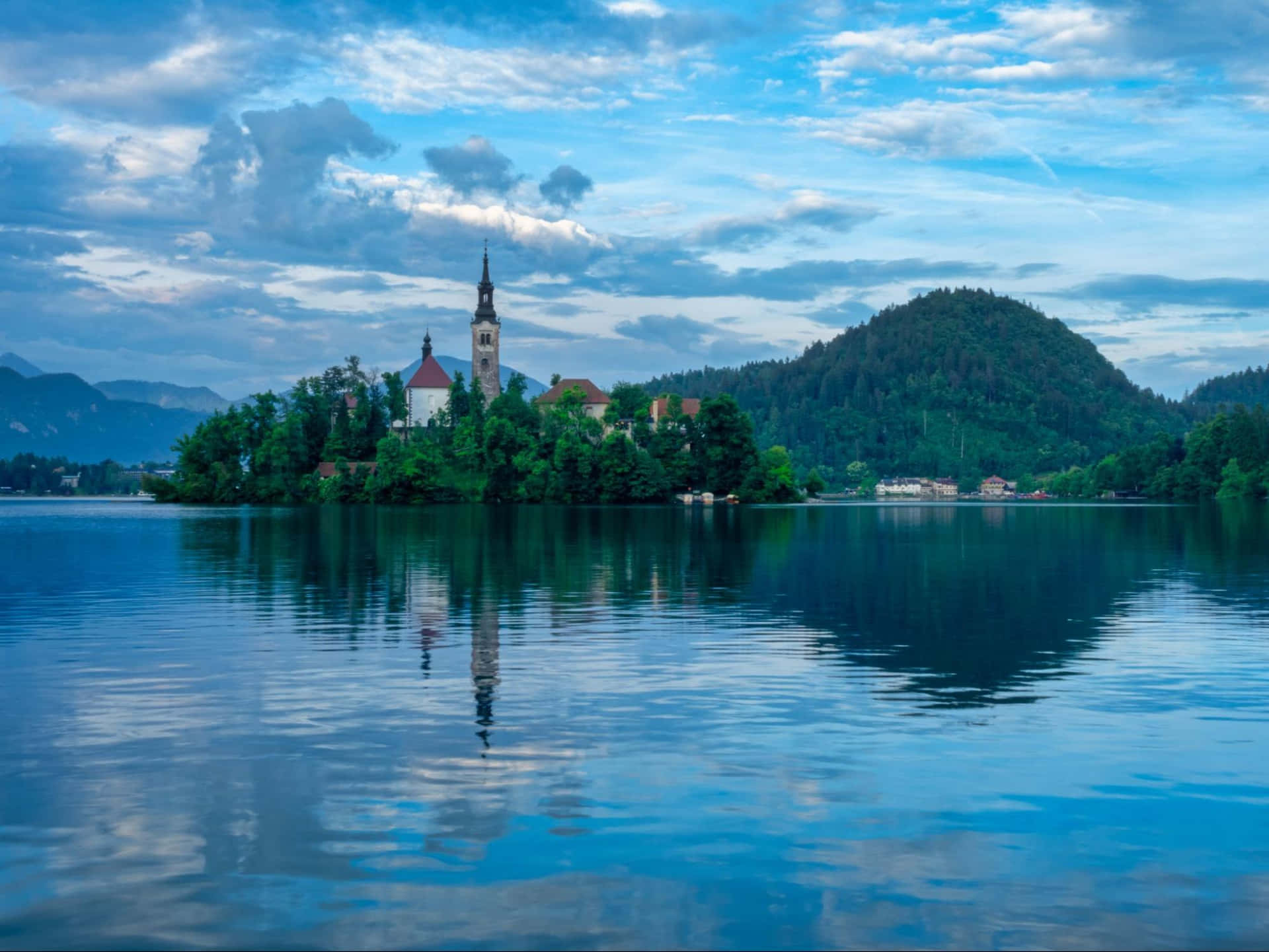 Rear View Of Lake Bled's Island Wallpaper