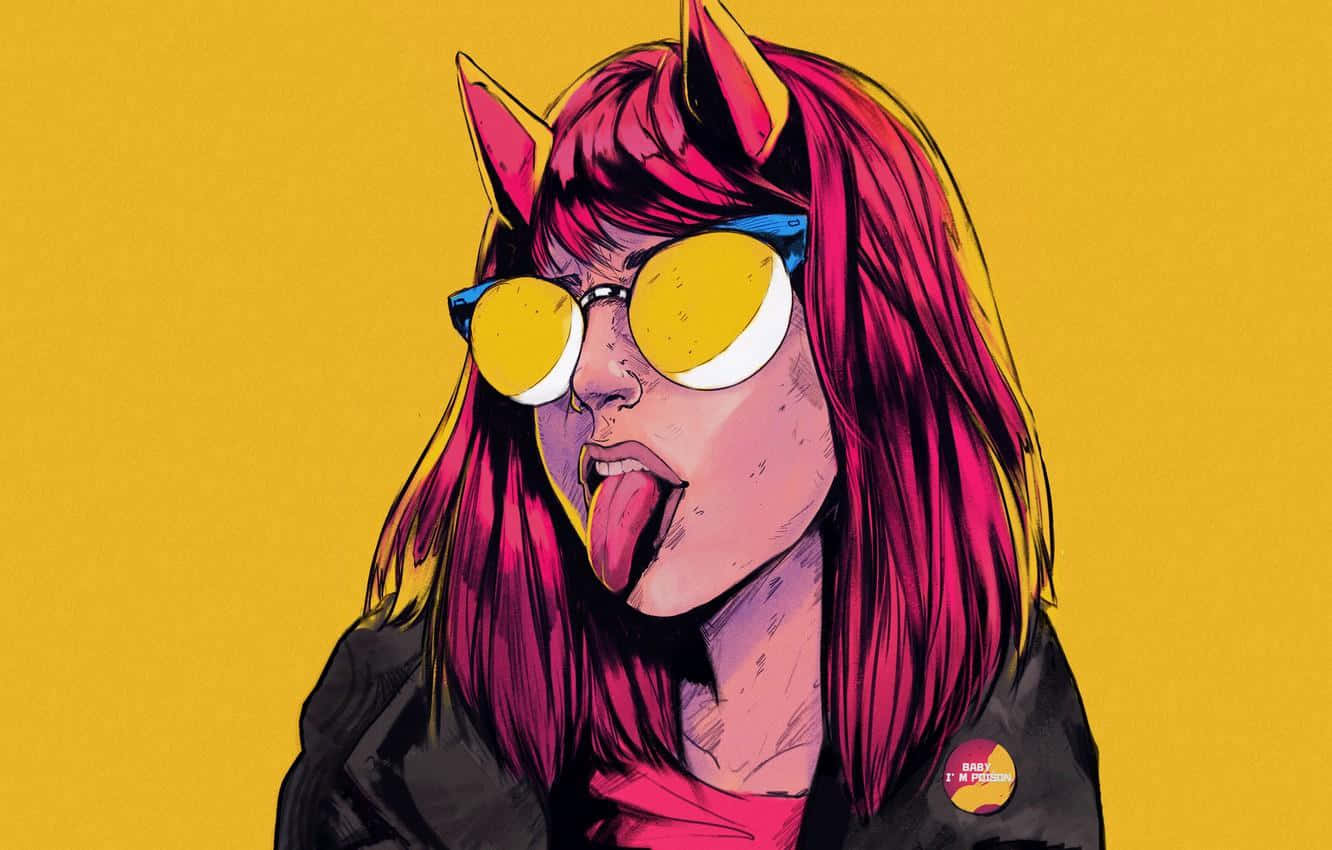 Rebel Girl Yellow Sunglasses Artwork Wallpaper