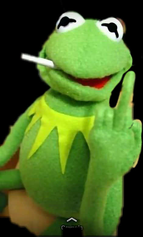 Rebel_ Kermit_with_ Cigarette PNG