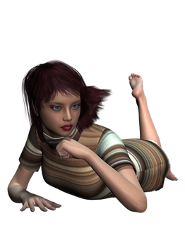 Reclining3 D Animated Female Character PNG